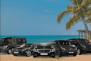 limousine on coastal beach