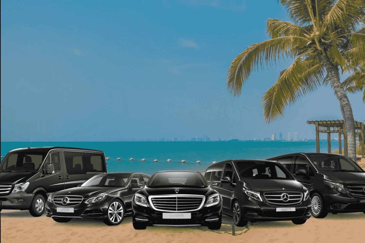 limousine on coastal beach